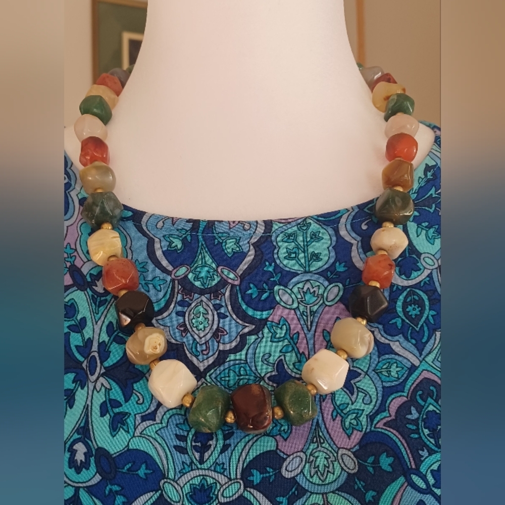 Mixed Agate Necklace. Moss Agate, Amethyst, Agate Stone +More!